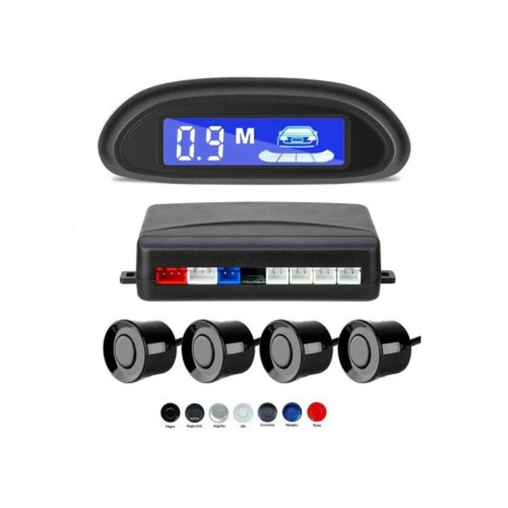Senzori parcare, Xenon Bright, cu afisaj LED, 4 senzori, Negru