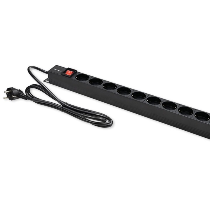 PDU alumínium Qoltec 16A, 16 x SCHUKO, függőleges, 1, 8 m