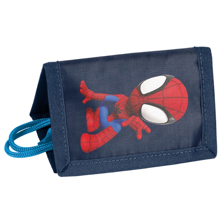 Portofel copii PASO Spiderman, cu snur, 12x8.5x1cm