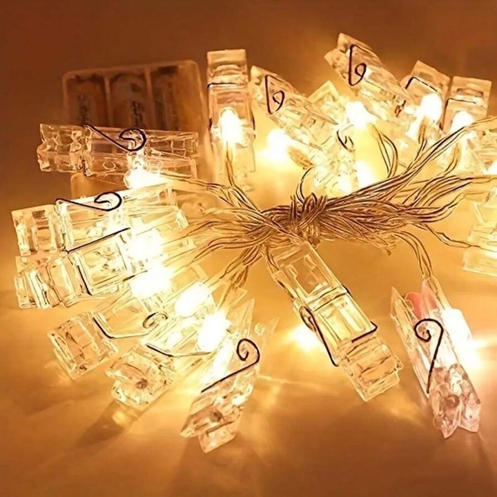 Aooyaoo dekoratív füzér, 10 LED klip, elem nélkül, szoba dekorációhoz vagy bulikhoz