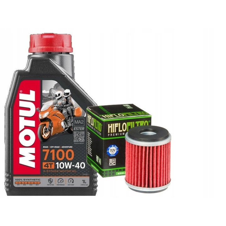 Set de service ulei Motul 7100 + filtru de ulei HF140 pentru motocicleta Yamaha YZF R125