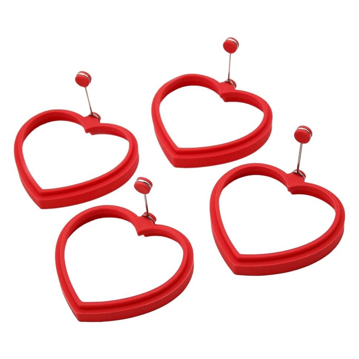 Forme prajituri, Model inima, silicon rezistent la caldura, maner rabatabil, rosu