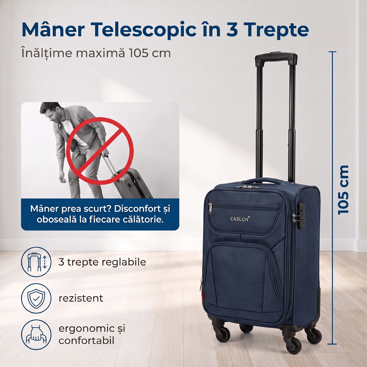 Troler cabina avion Wizz Air, 40x30x20 cm, 4 roti cu rotatie 360 ...