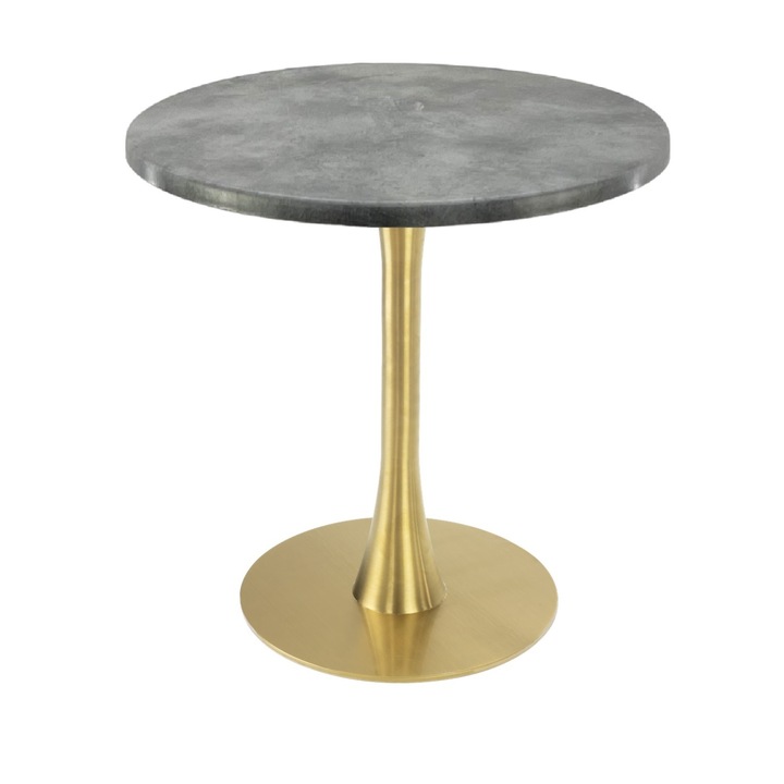 Masa rotunda bistro Raki Copperfield, D60xh74cm, interior/exterior, blat werzalit si picior metalic auriu cu baza rotunda 45cm