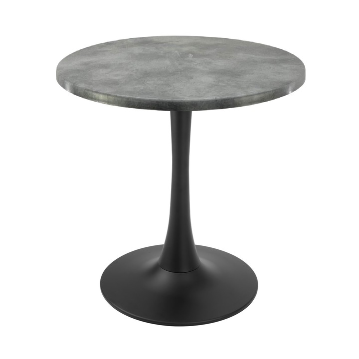 Masa rotunda bistro Raki Copperfield, D60xh74cm, interior/exterior, blat werzalit si picior central metalic negru cu baza rotunda 50cm