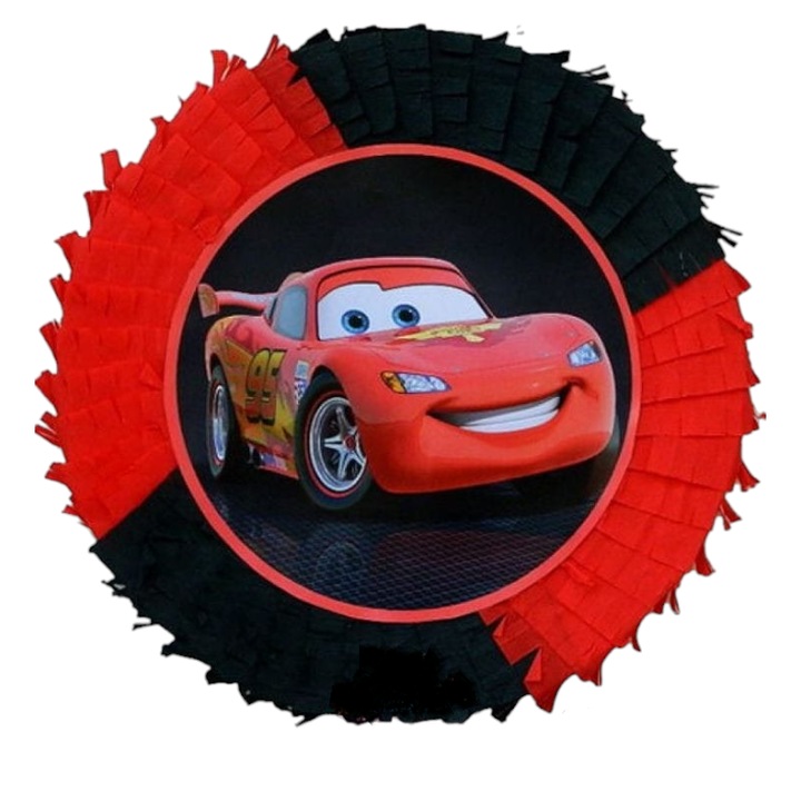 Pinata rotunda Fulger McQueen, Diametru 42cm + Bat