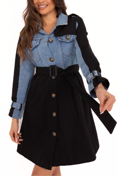 Ballonkabát stílusú ruha, derékban húzózsinórral, S-es méretben