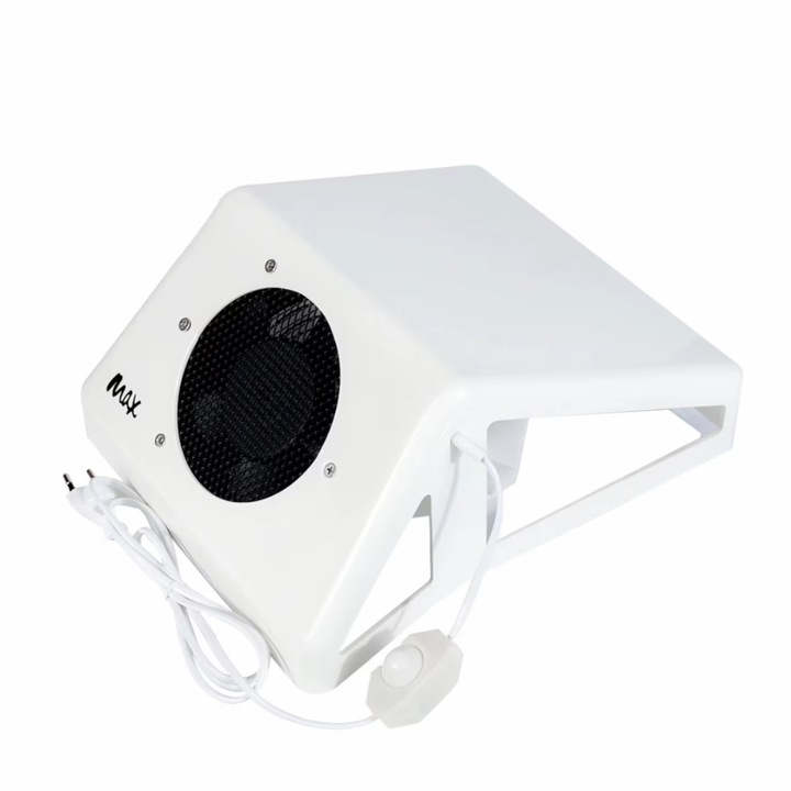 Aspirator MAX 100 W, colector praf profesional, pentru manichiura, alb si negru