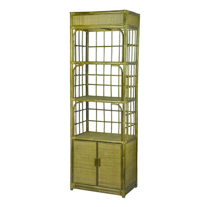 Etajera RattaNeo Coral e150 4 rafturi, masline, 60x40x180cm, Rattan Natural