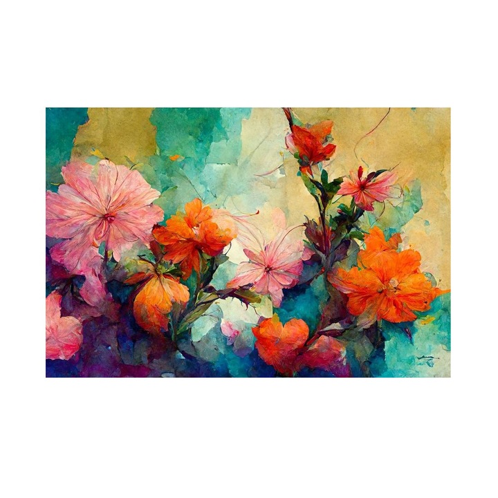 Tablou cu Flori Multicolore vintage 90x60 cm