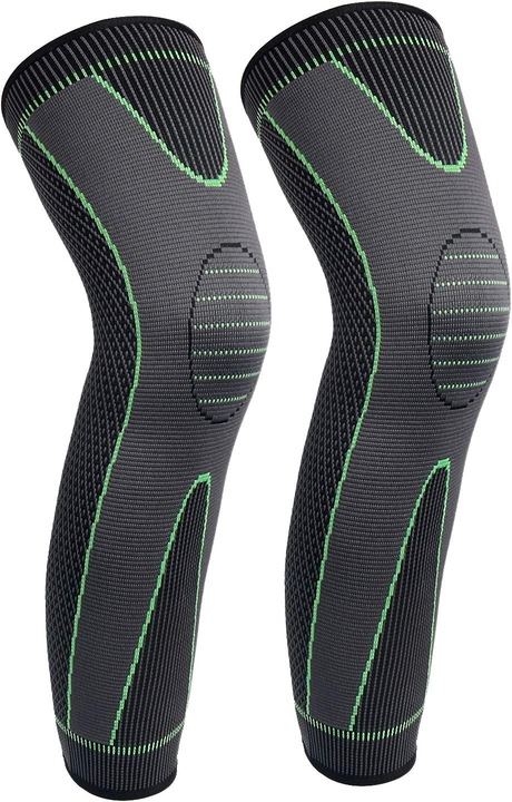 Set 2 ciorapi compresivi pentru gamba, nailon, negru\verde, XL