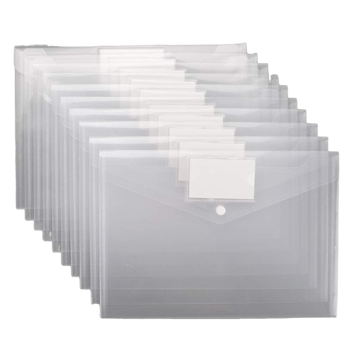 Set 10 mape pentru documente A4, PVC, Transparent