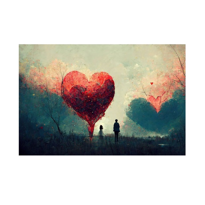 Tablou cu Inimi Impreunate 90x60 cm