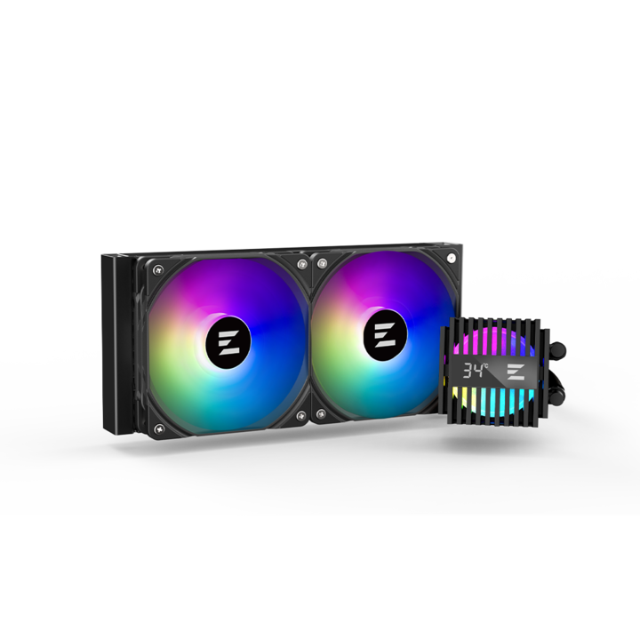 Zalman hűtő "ALPHA2 A24", skt. Intel és AMD, folyadékhűtés, 2 x 120 mm, 600 – 2000 RPM, RGB világítás