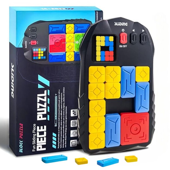 Consola Interactiva Super Slide DSD®, Anti-stres, 500 puzzle, Portabil, Magnetic, Negru