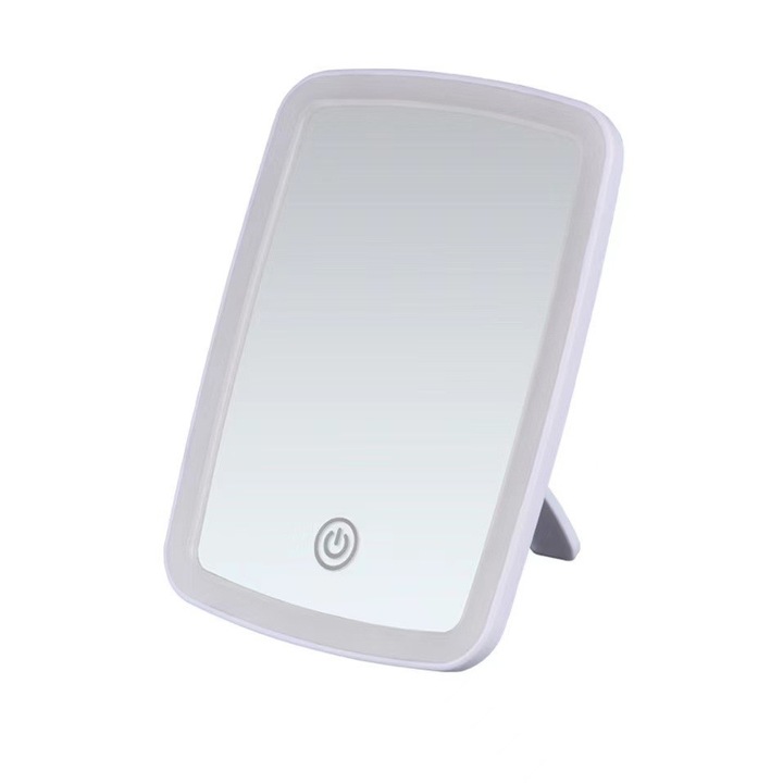 AZERON® kozmetikai tükör leddel sminkeléshez, USB töltés, 42 LED lámpa, 2400mAH beépített akkumulátor, Touch Control, 3 fokozatban világítás, Állítható behajtási szög, Fehér