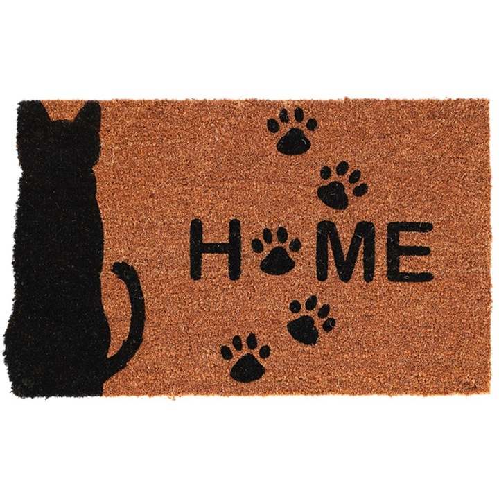 Szőnyeg, Esschert design, téglalap, modern, 1, 9 x 74, 8 x 45 cm, műanyag/kókusz, fekete/barna