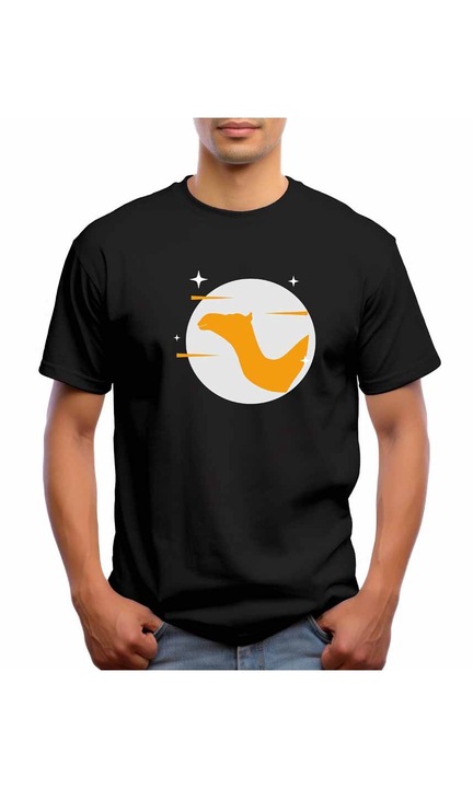 Bestcase Férfi mintás póló, Camel, pamut, kerek nyakú, NB575, Fekete