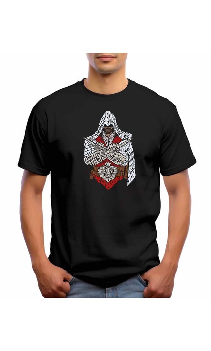 Bestcase Férfi mintás póló, Doraemon, pamut, kerek nyakú, NB597, Fekete