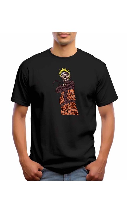 Bestcase Férfi mintás póló, Rasengan, pamut, kerek nyakú, NB617, Fekete