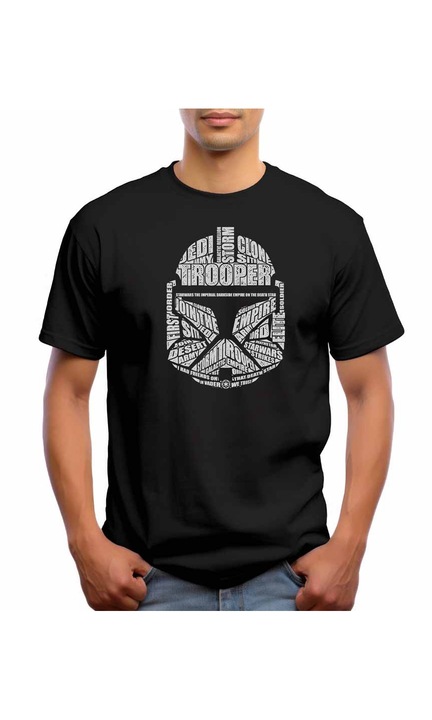Bestcase Férfi mintás póló, Trooper, pamut, kerek nyakú, NB626, Fekete