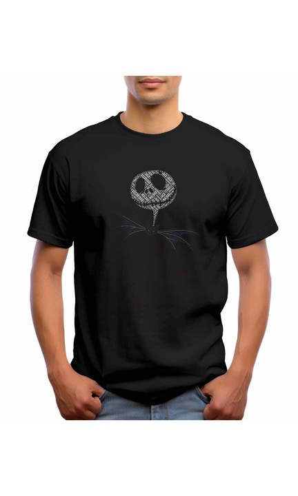 Bestcase Férfi mintás póló, Jack, pamut, kerek nyakú, NB637, Fekete