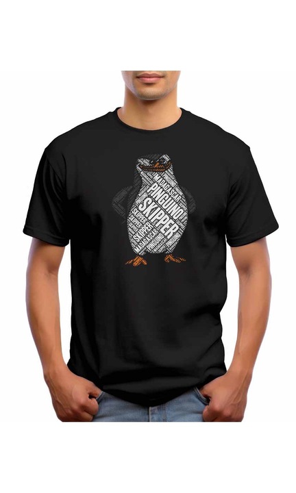 Bestcase® Tricou barbati cu Imprimeu Skipper, Din bumbac, Regular fit, Maneca scurta, NB652, Negru, L