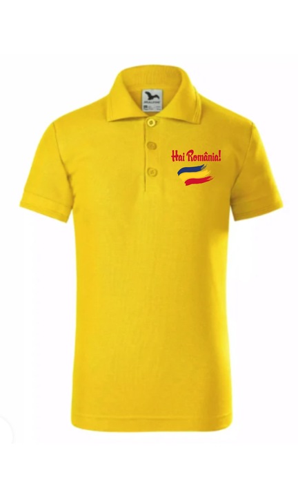 Tricou polo galben barbati - Hai Romania, Galben
