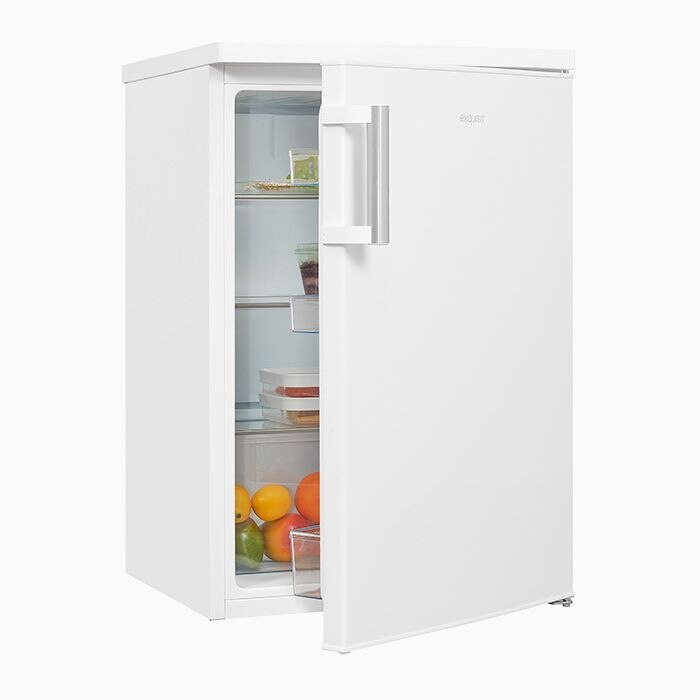 Frigider minibar Exquisit, H 85 cm, capacitate 133 litri, ideal pentru birou/hotel/rulota, usa reversibila, iluminare LED, termostat reglabil, design compact, alb