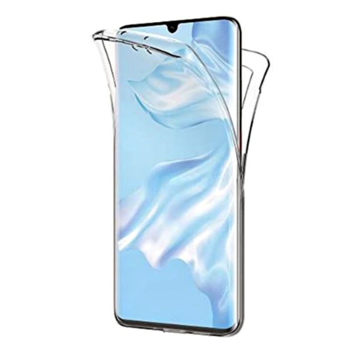 Védőtok, Huawei P30 Pro kompatibilis, 360 teljes fedés, teljes védelem elöl + hátul, átlátszó, Atlas