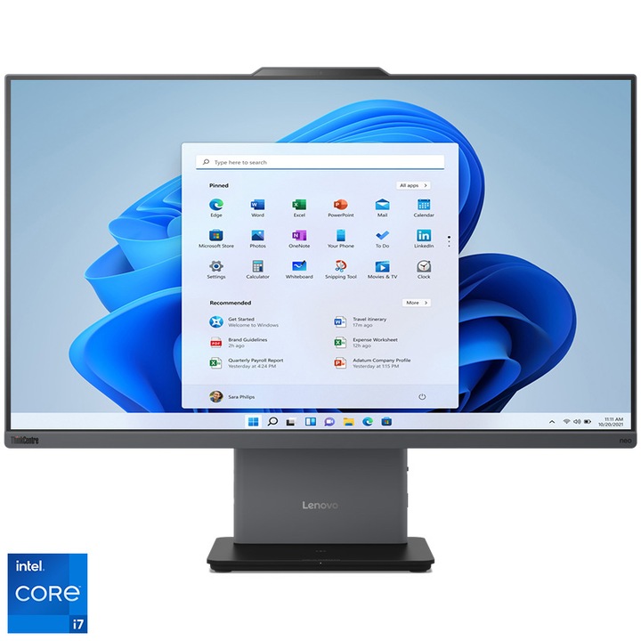 Настолен компютър Lenovo ThinkCentre neo 50a 27 Gen 5 All-in-One System, Intel® Core™ i7-13620H, 27", Full HD, IPS, 16GB DDR5, 512GB SSD M.2 2280 PCIe® 4.0x4 NVMe®, Intel® UHD Graphics, Windows 11 Pro, Luna Grey