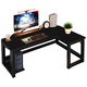 Birou de colt Gaming, MDF, 100x140x60x75 cm, negru, Rebiko