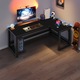 Birou de colt Gaming, MDF, 100x140x60x75 cm, negru, Rebiko