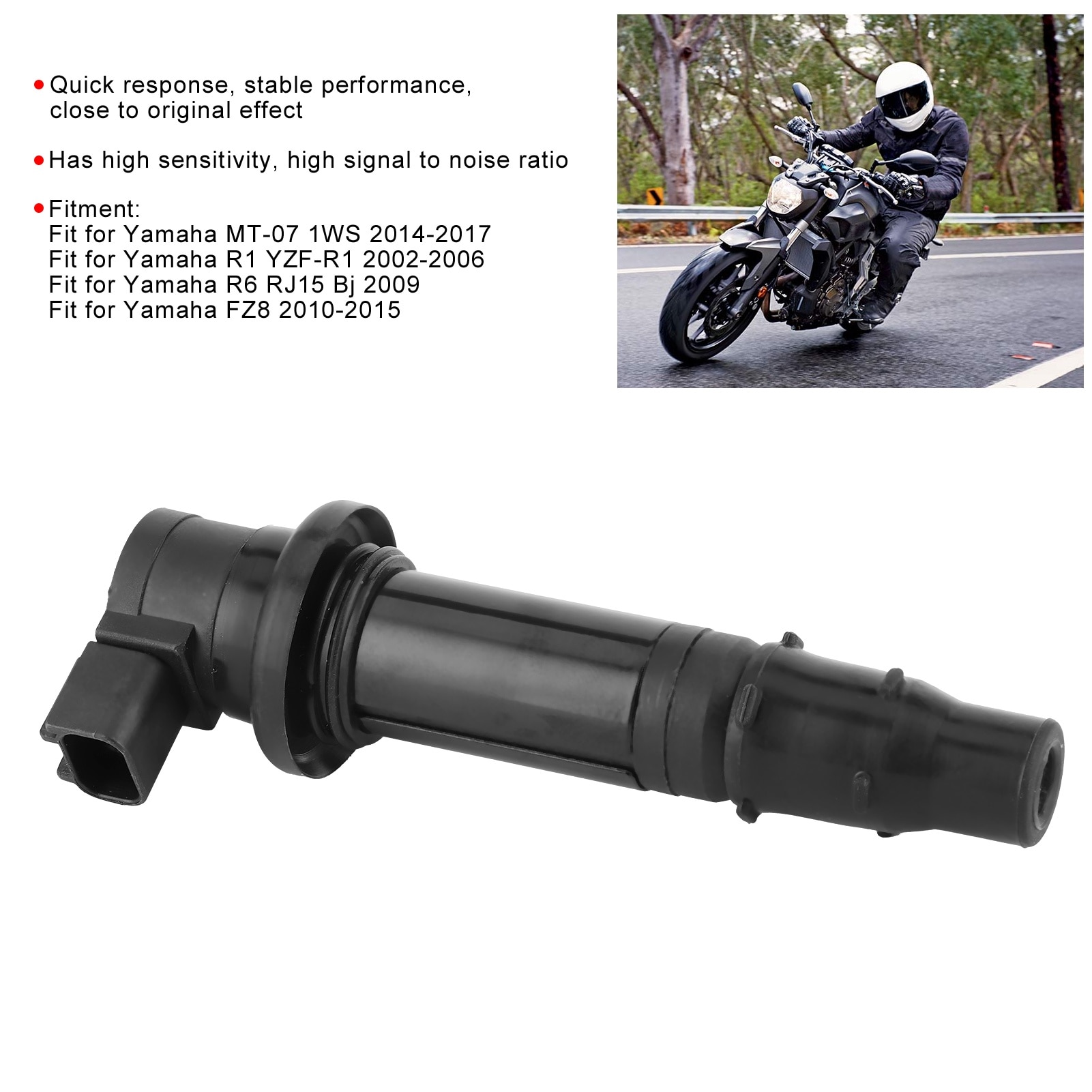 Set Of 4 Ignition Coils For Yamaha MT-07, R6, R1, FZ8 - Part #F6T558, 3-Year Warranty