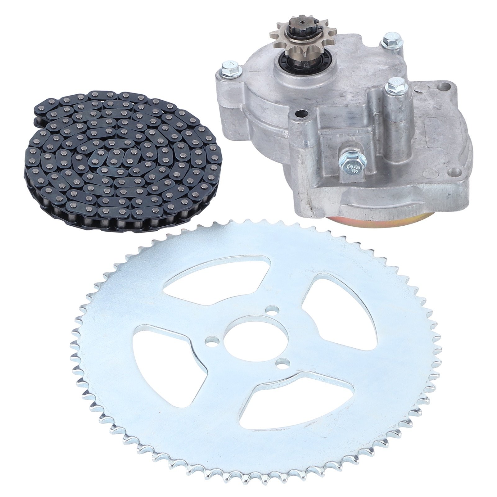 Set pinion si lant T8F pentru Go Kart, Bizaical, otel, 33cc-49cc