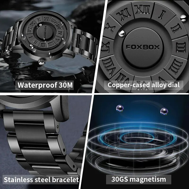 Ceas barbatesc de mana Fox Box Creativ Magnetic Quartz Analog