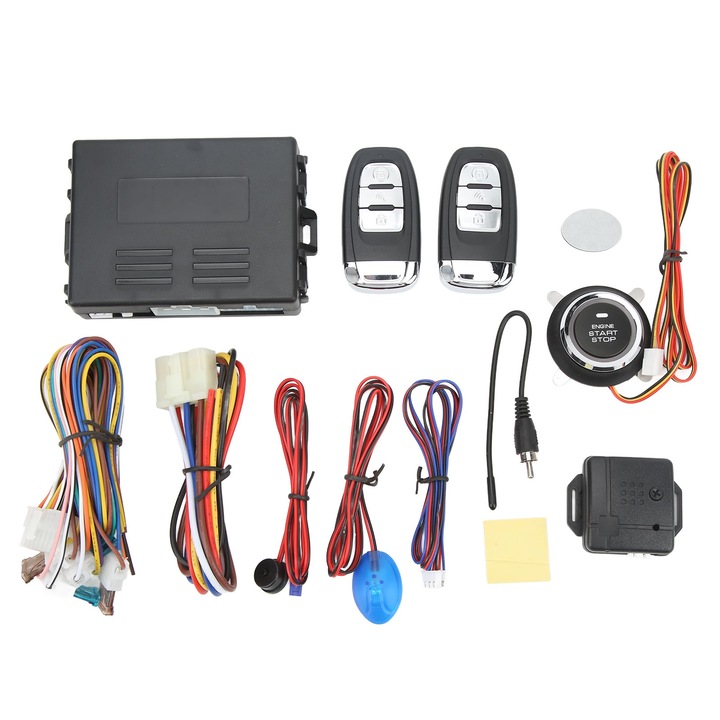 Sistem de acces fara cheie Tovbmup, anti-furt, start cu un buton, universal 12V, negru