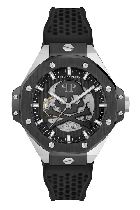 Philipp Plein, Ceas cu o curea de silicon, Argintiu, Negru