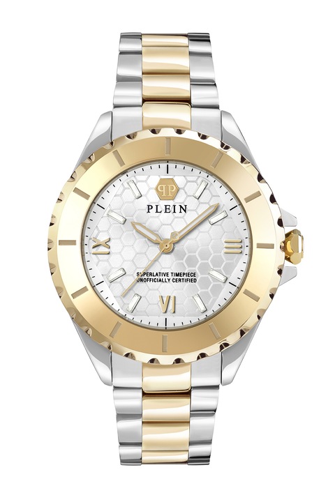 Philipp Plein, Ceas de otel inoxidabil cu logo pe cadran, Argintiu, Auriu