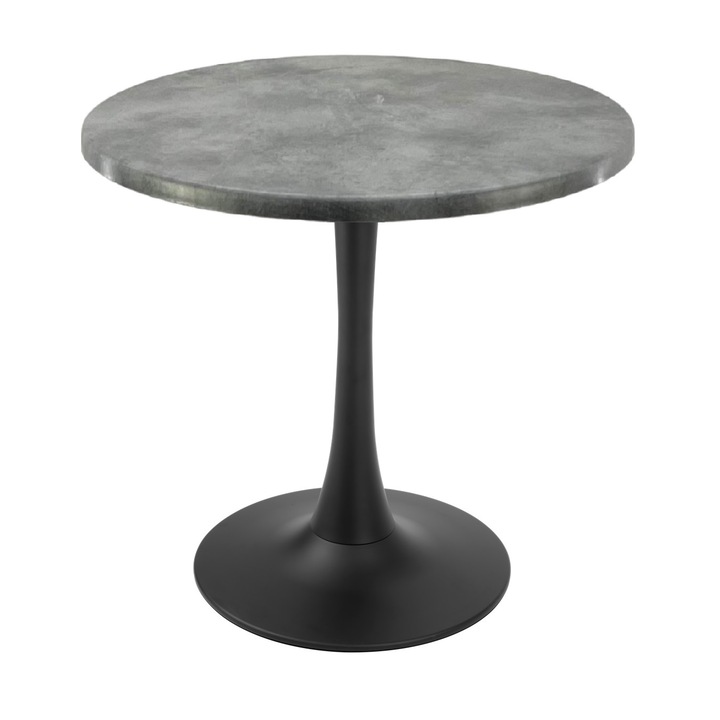 Masa rotunda cafenea Raki Copperfield, D70xh74cm, interior/exterior, blat werzalit si picior central metalic negru cu baza rotunda 50cm