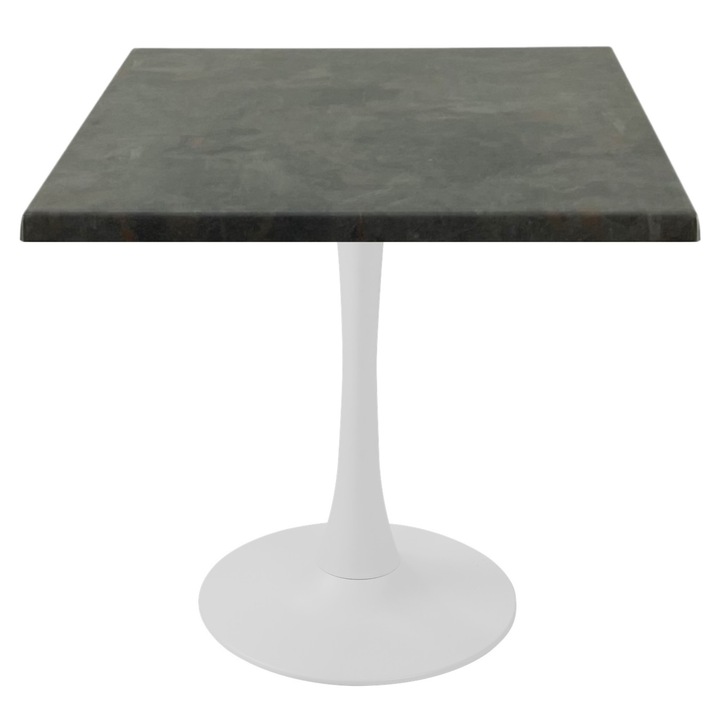 Masa patrata pentru restaurant/cafenea/bistro Raki Metalic Oxid, 80x80xh74cm, blat werzalit si picior central metalic alb cu baza rotunda 50cm