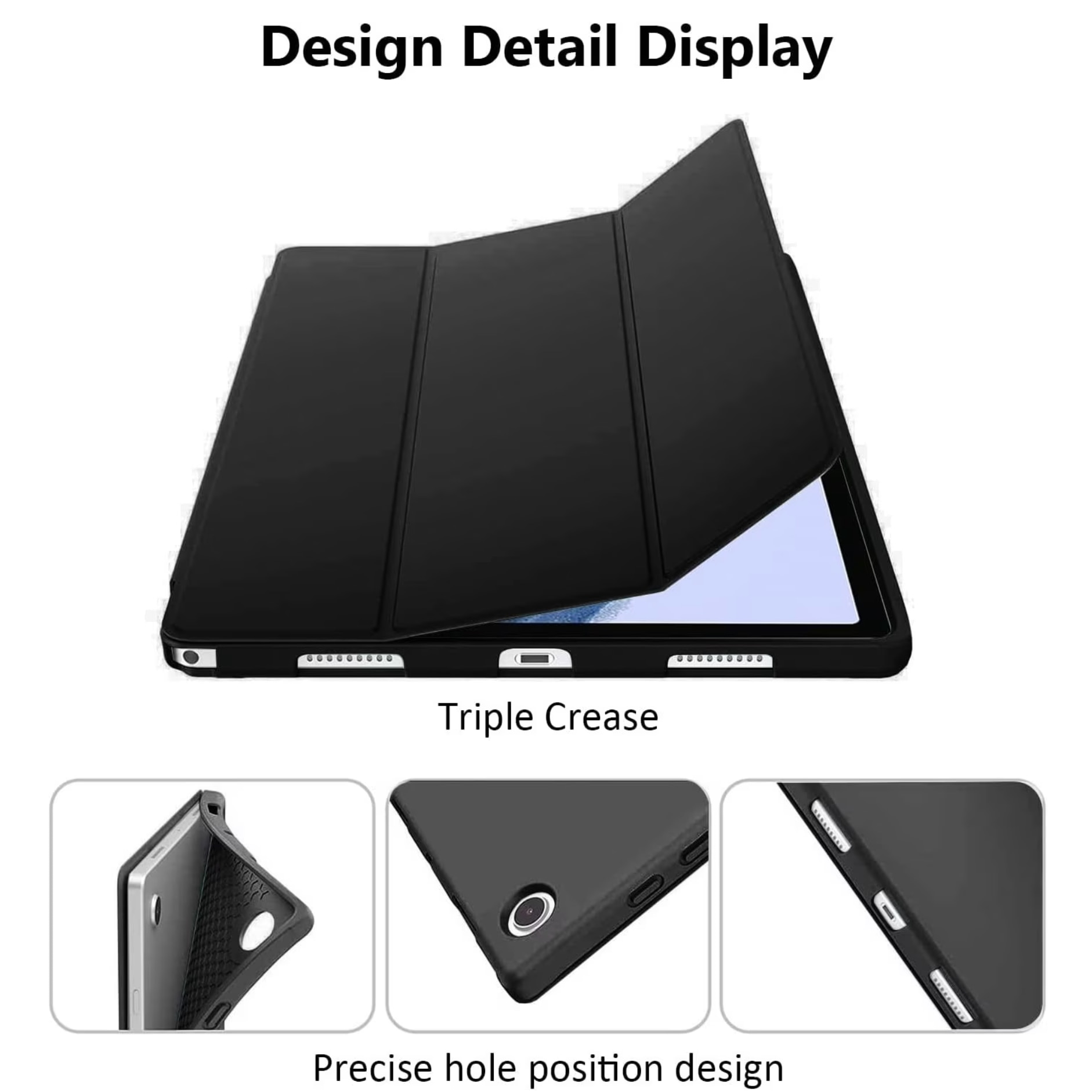 Husa protectie tableta, Cu suport Pen, Compatibila cu Samsung Galaxy Tab S7/ Tab S8, Cu suport 2 Unghiuri si functie Sleep/Wake, Negru