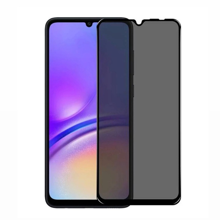 Folie sticla securizata privacy compatibila cu Samsung Galaxy A36 5G, Full Cover, Full Glue, Margini Negre