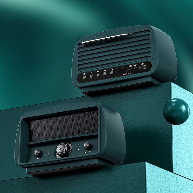 Difuzor Bluetooth, design multifunctional, cip 5.0 incorporat, radio FM, suport pentru card TF, AUX, redare disc U, calitate HiFi a sunetului, incarcare USB, durata lunga de viata a bateriei, verde
