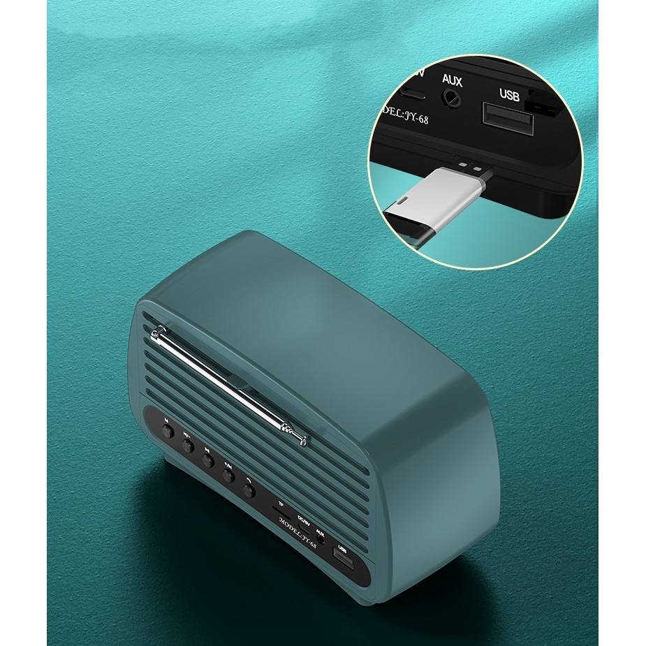 Difuzor Bluetooth, design multifunctional, cip 5.0 incorporat, radio FM, suport pentru card TF, AUX, redare disc U, calitate HiFi a sunetului, incarcare USB, durata lunga de viata a bateriei, verde