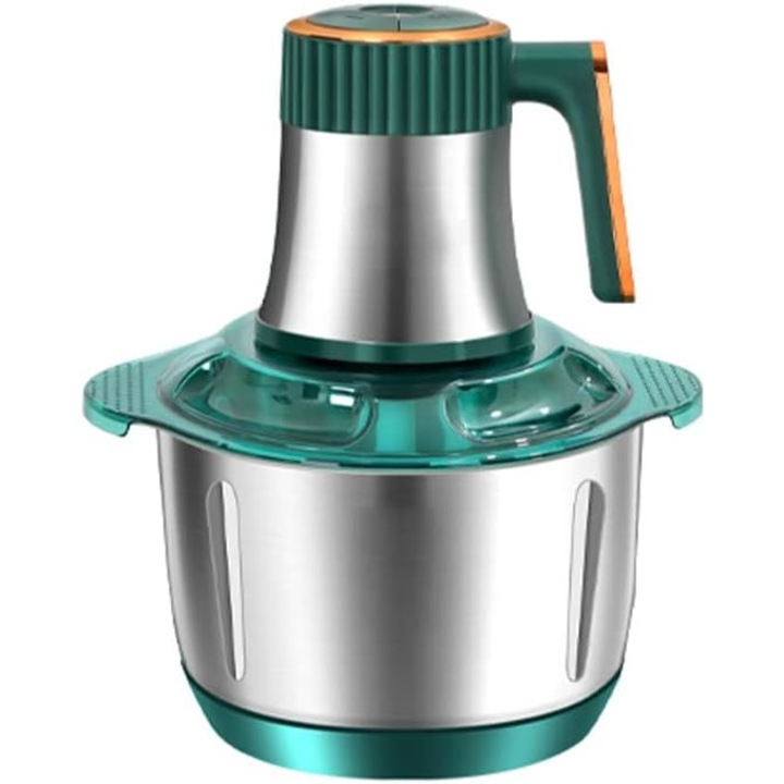 Електрически чопър и месомелачка с 5 нива на скорост, купа от неръждаема стомана 304, 5 л, 500 W, модел F31, зелен/сребрист