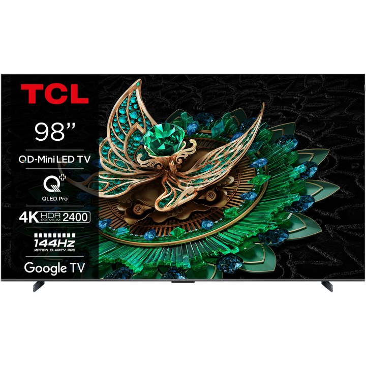 Televizor TCL MiniLed 98C765, 248 cm, Smart Google TV, 4K Ultra HD, 100Hz, Clasa G (Model 2024)