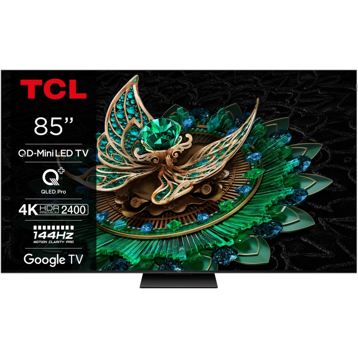 Televizor TCL MiniLed 85C765, 214 cm, Smart Google TV, 4K Ultra HD, 100Hz, Clasa F (Model 2024)
