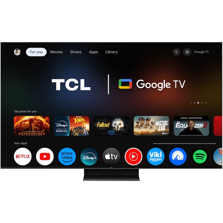 Televizor TCL MiniLed 55C765, 139 cm, Smart Google TV, 4K Ultra HD, 100Hz, Clasa F (Model 2024)