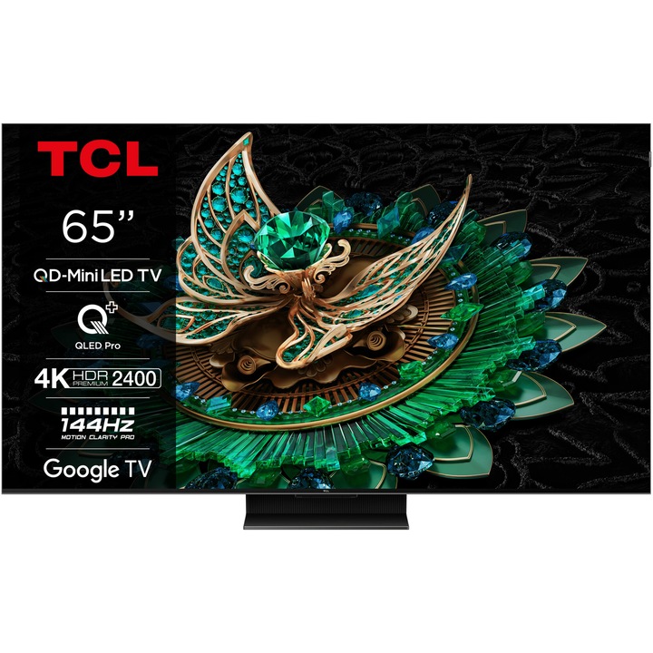 Телевизор TCL MiniLed 65C765, 65" (164 см), Smart Google TV, 4K Ultra HD, 100Hz, Клас F (Модел 2024)